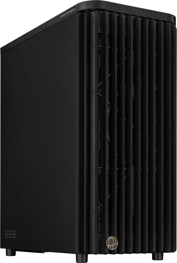 Kasë ASUS ProArt PA401 Wood Edition ATX Midi Tower, radiator 240 mm, USB-C 20Gbps, 1x120 mm + 2x160 mm ventilatorë, e zezë