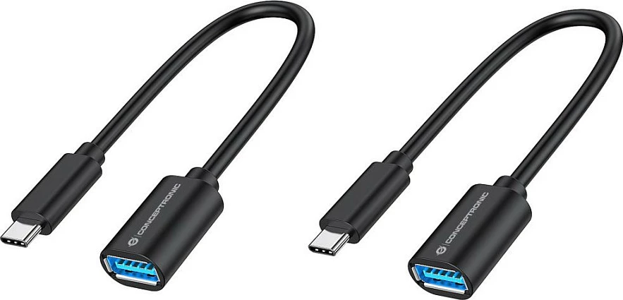 Adapter OTG USB-C në USB-A Conceptronic ABBY11B, USB 3.2 Gen 1, 20cm, 2 copë, i zi