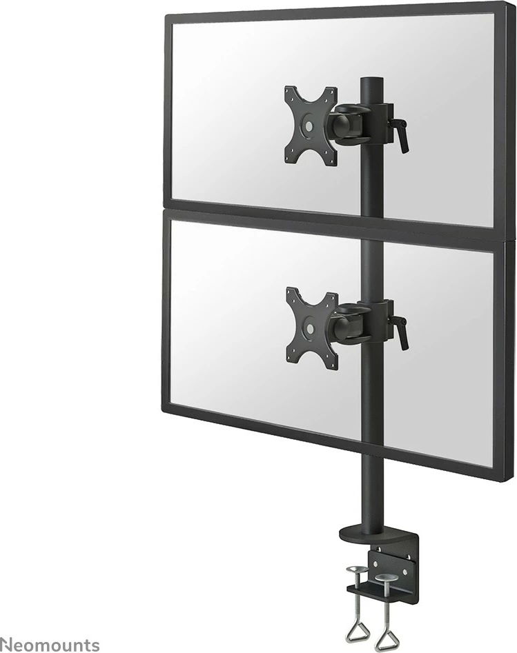 Krah monitori Newstar Neomounts FPMA-D700DV, për 2 monitorë, 10-27 inç, rregullim lartësie, kapëse, e zezë