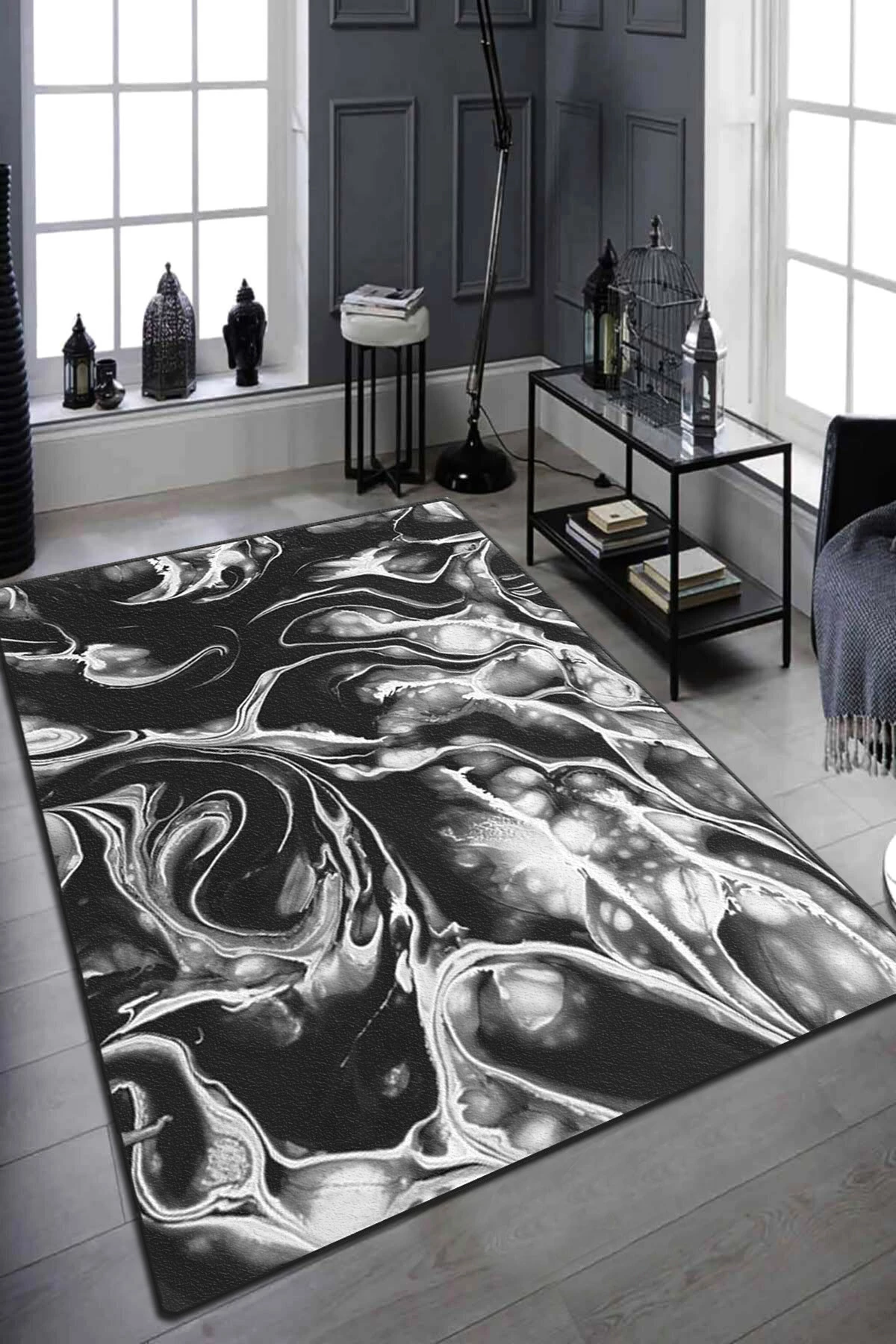 Qilim Conceptum Hypnose, ngjyrë e zezë dhe e bardhë, 80x140cm, Mystery Djt