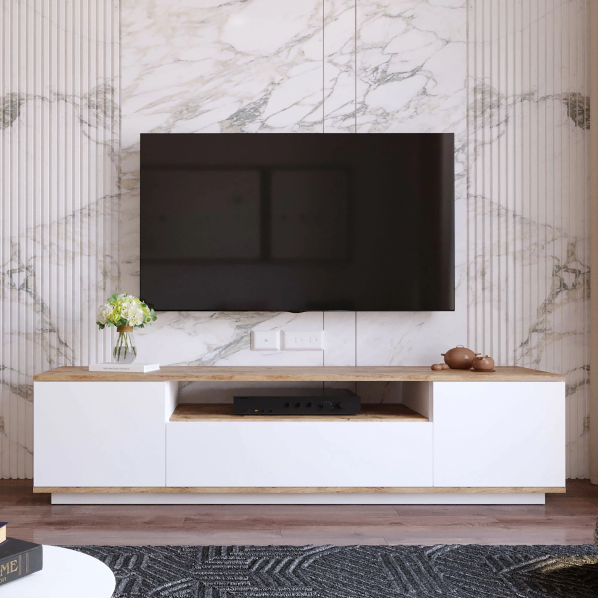 Komodë TV Hanah Home, Fr7-Aw, ngjyrë pishë Atlantike dhe e bardhë, 180x44.6x44.5cm