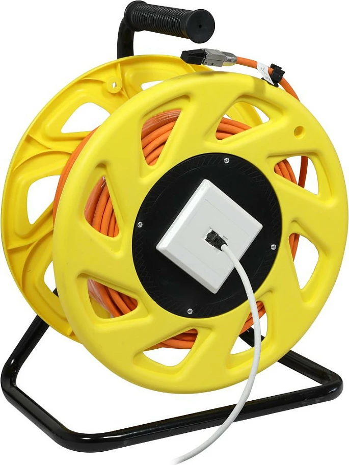 Kabel rrjeti në tambur Synergy21 CAT6A 50m, RJ45, LSZH, verdhë/portokalli