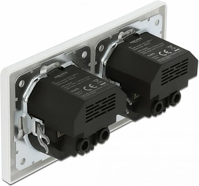 Prizë muri DeLOCK 2x CEE 7/3 me 4x USB-A 2.8A, 250V 16A, e bardhë