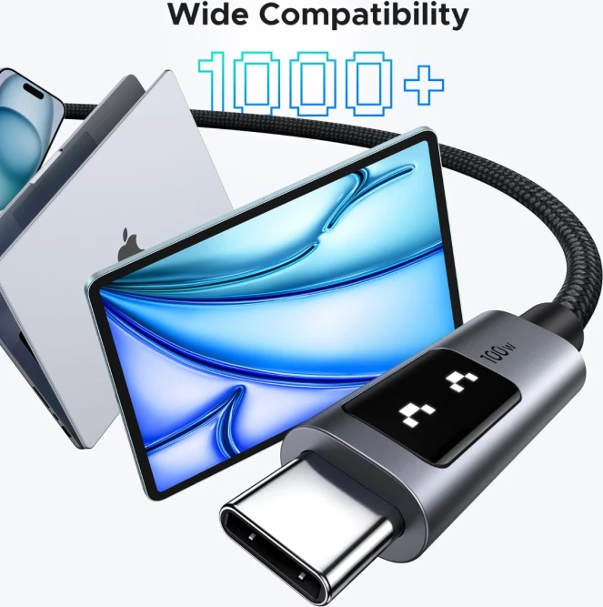 Kabllo karikimi USB-C në USB-C UGREEN Uno 35501 100W 1m, e zezë/gri