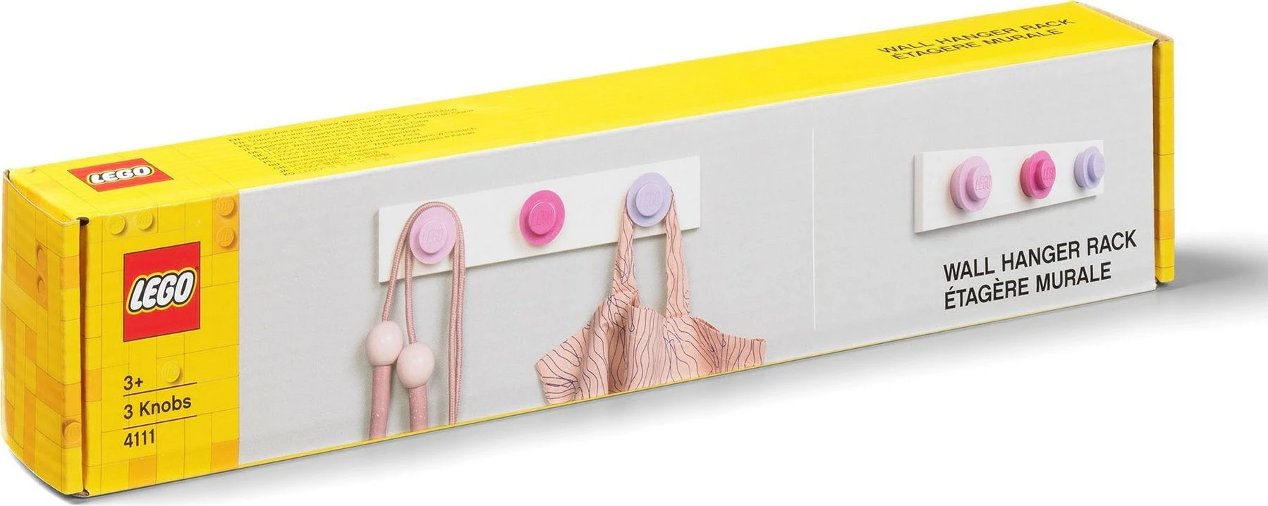 Varëse muri LEGO Wall Hanger Rack, 3 grepa, pink/dark pink/lilac