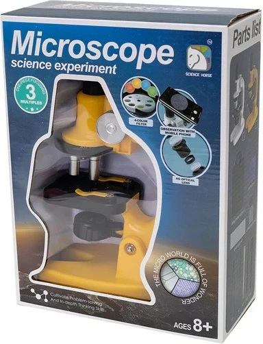 Mikroskop edukativ ASKATO 124582 me mbajtëse telefoni, 3 zmadhime, 4 filtra ngjyrash, plastikë