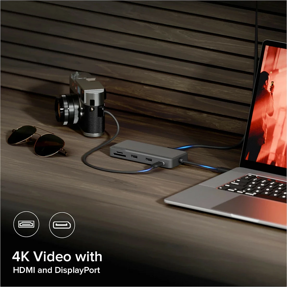 Dock USB-C ALOGIC Pro Axis 8-në-1, Dual Display 4K 60Hz, HDMI + DisplayPort, LAN, SD/MicroSD, Gri