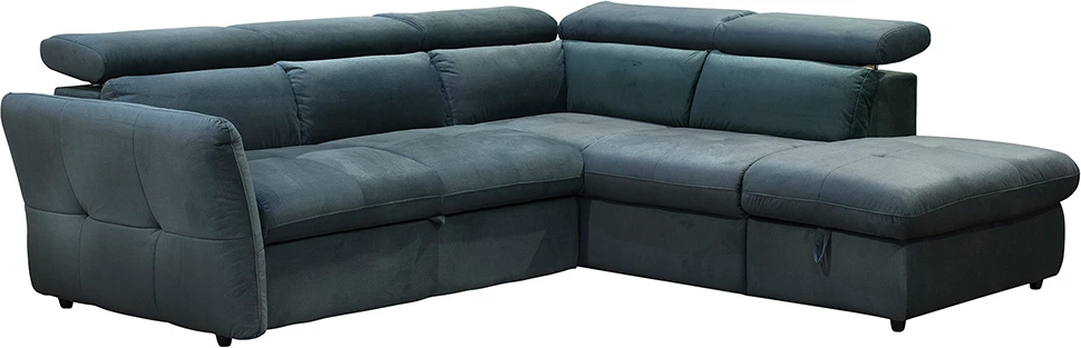 Kënd divan shtrat Monserat, kënd i djathtë, ngjyrë petrol, 254x224x90