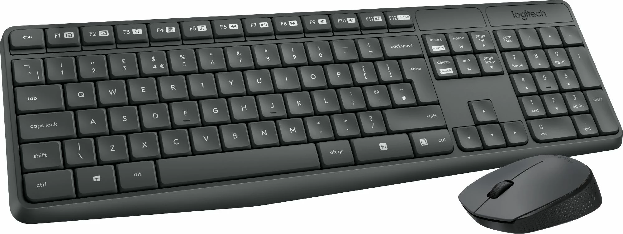 Set tastierë + maus Logitech MK235 (920-007931), wireless me USB nano receiver, US layout, gri