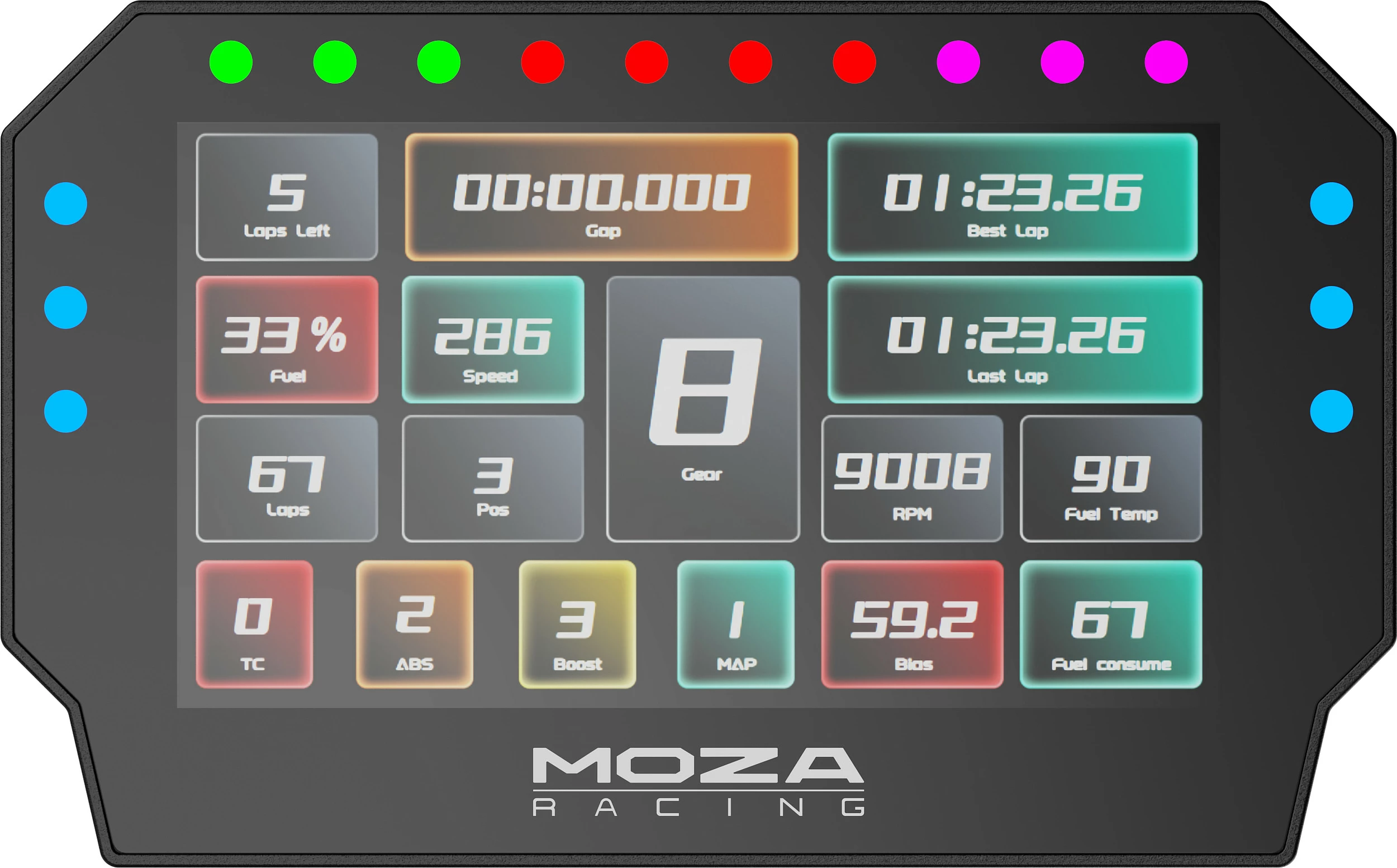Kontroller sim racing Moza Racing RS072 / CM2 Racing Dash, me LED backlight, me kabllo, i zi