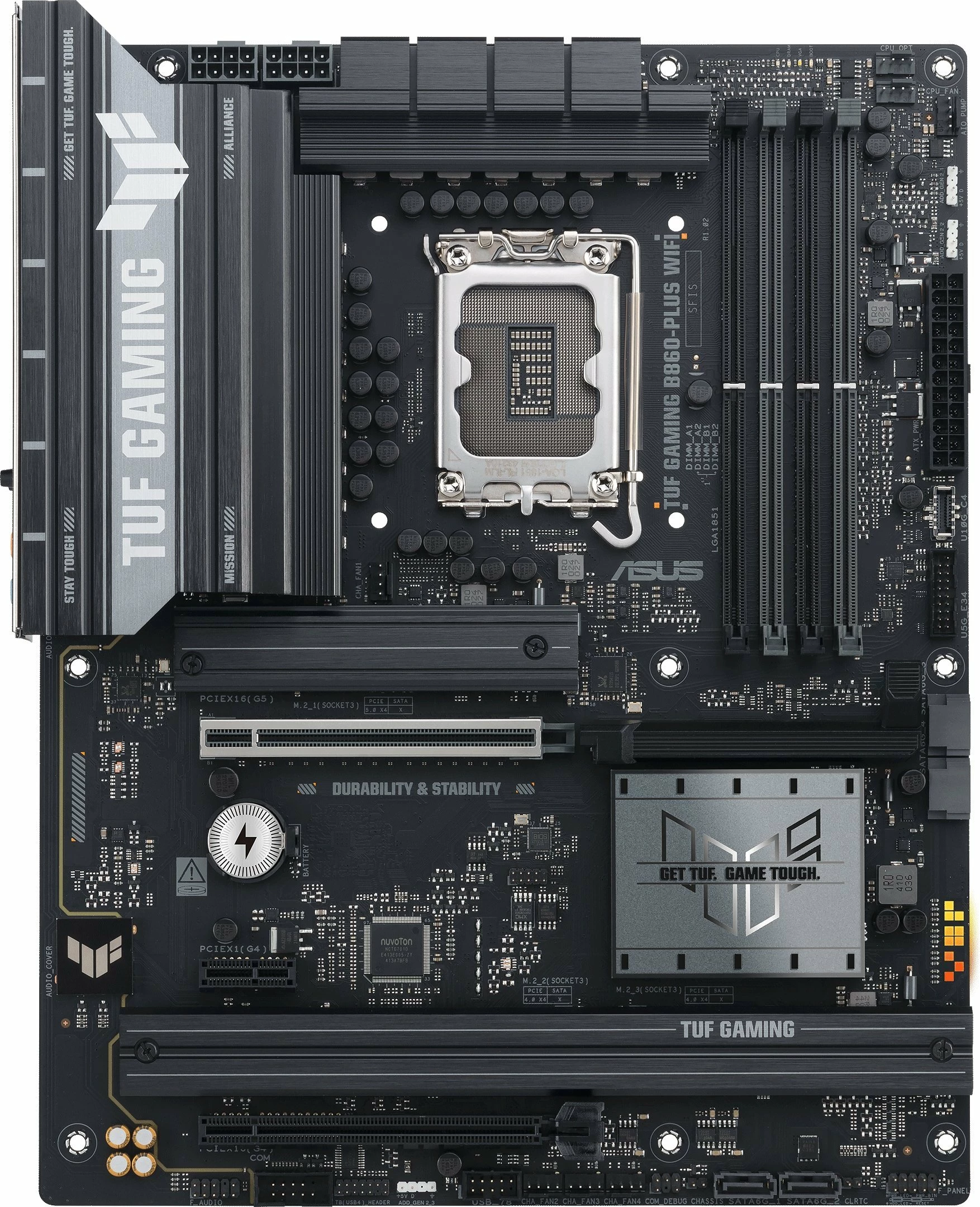 Pllakë amë Asus TUF GAMING B860-PLUS WIFI, ATX, DDR5 deri 256GB, WiFi 7, Bluetooth, 2.5GbE