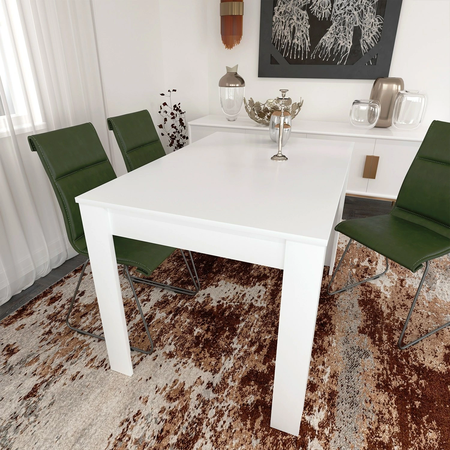 Tavolinë ngrënieje, ngjyrë e bardhë, Hanah Home, 120cm