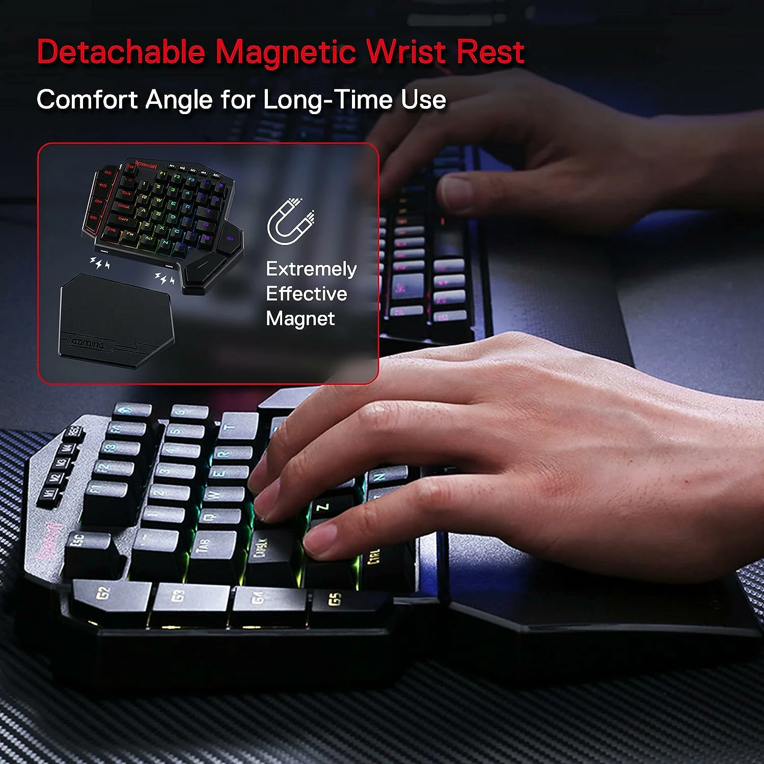 Tastierë mekanike gaming Redragon DITI Elite K585RGB-KS, wireless 2.4G + me kabllo, Brown switches, RGB, 42 taste, 7 tasta makro, e zezë