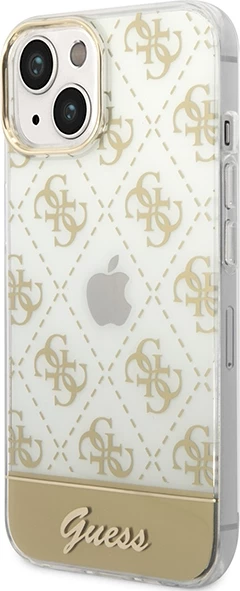 Mbështjellës Guess 4G Pattern Script për iPhone 14 Plus 6.7", i artë