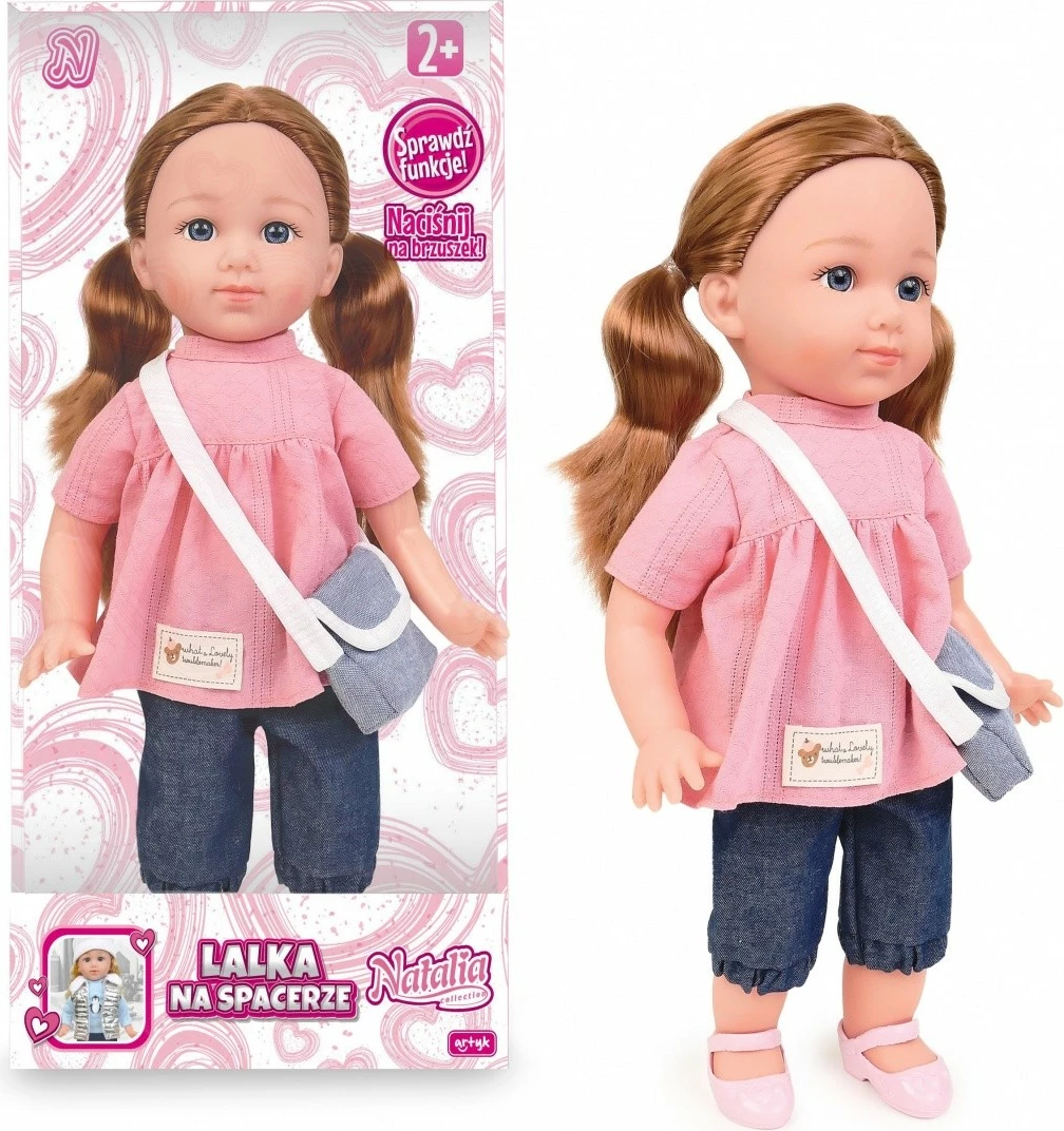 Kukull funksionale, Natalia (Artyk), 185656, 36 cm, me zë dhe këngë, me tunikë, rozë
