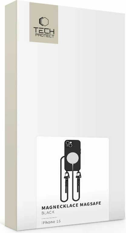 Mbështjellës Tech-Protect Magnecklace për iPhone 14/14 Plus, MagSafe, i zi, me litar