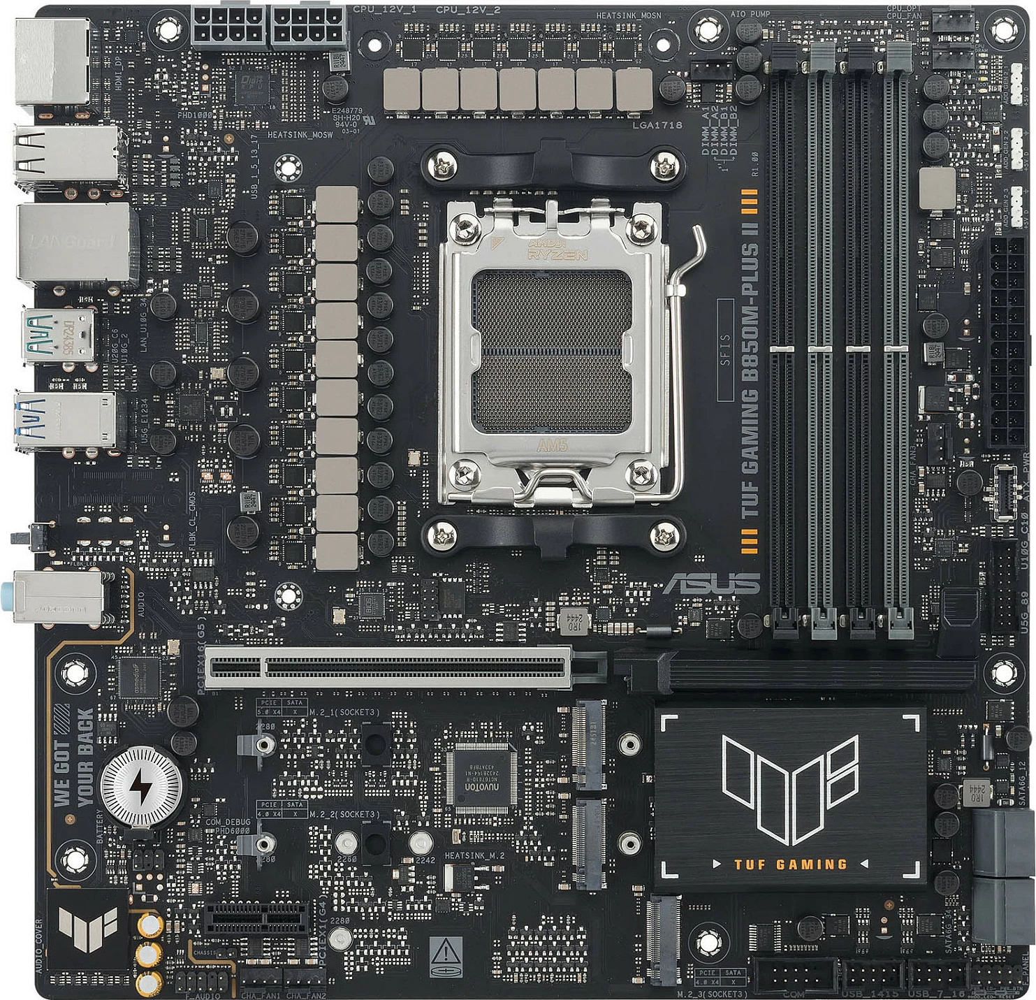 Pllakë amë ASUS TUF GAMING B850M-PLUS II, Socket AM5, DDR5 deri 256GB, micro ATX, e zezë