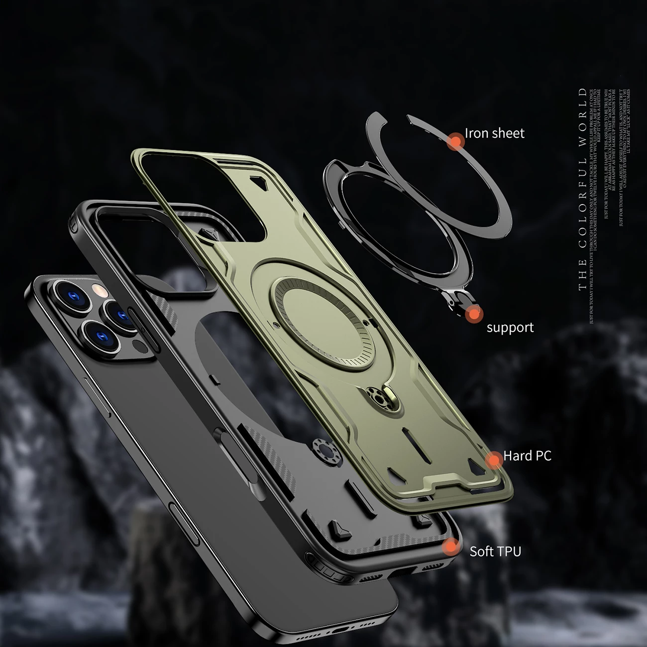 Mbështjellës Hurtel Hybrid Armor Trendy me MagSafe për iPhone 16 Pro Max, Jeshil