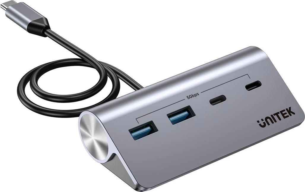 Kasë UNITEK H1337AGY01 USB-C me 2x USB-A, 2x USB-C, 5Gbps, Alumini, Argjend