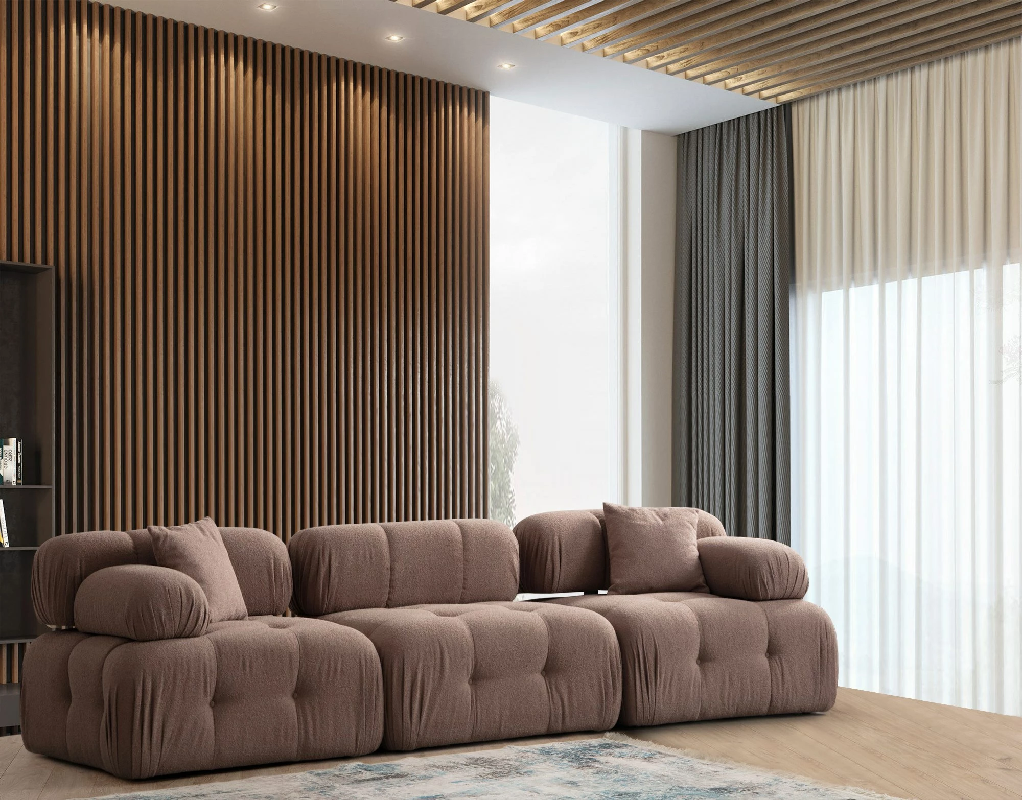 Divan treshe Doblo, Atelier del Sofa, ngjyrë kapuçino, L1-O1-1R