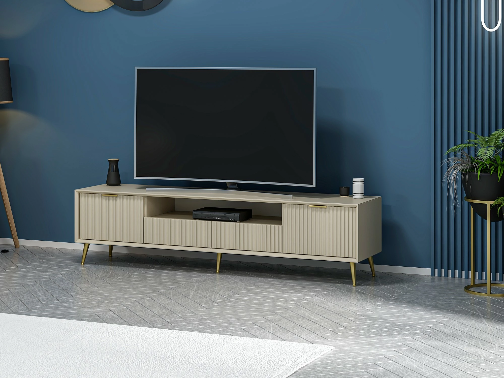 Komodë TV Hanah Home, Luxe, ngjyrë rëre
