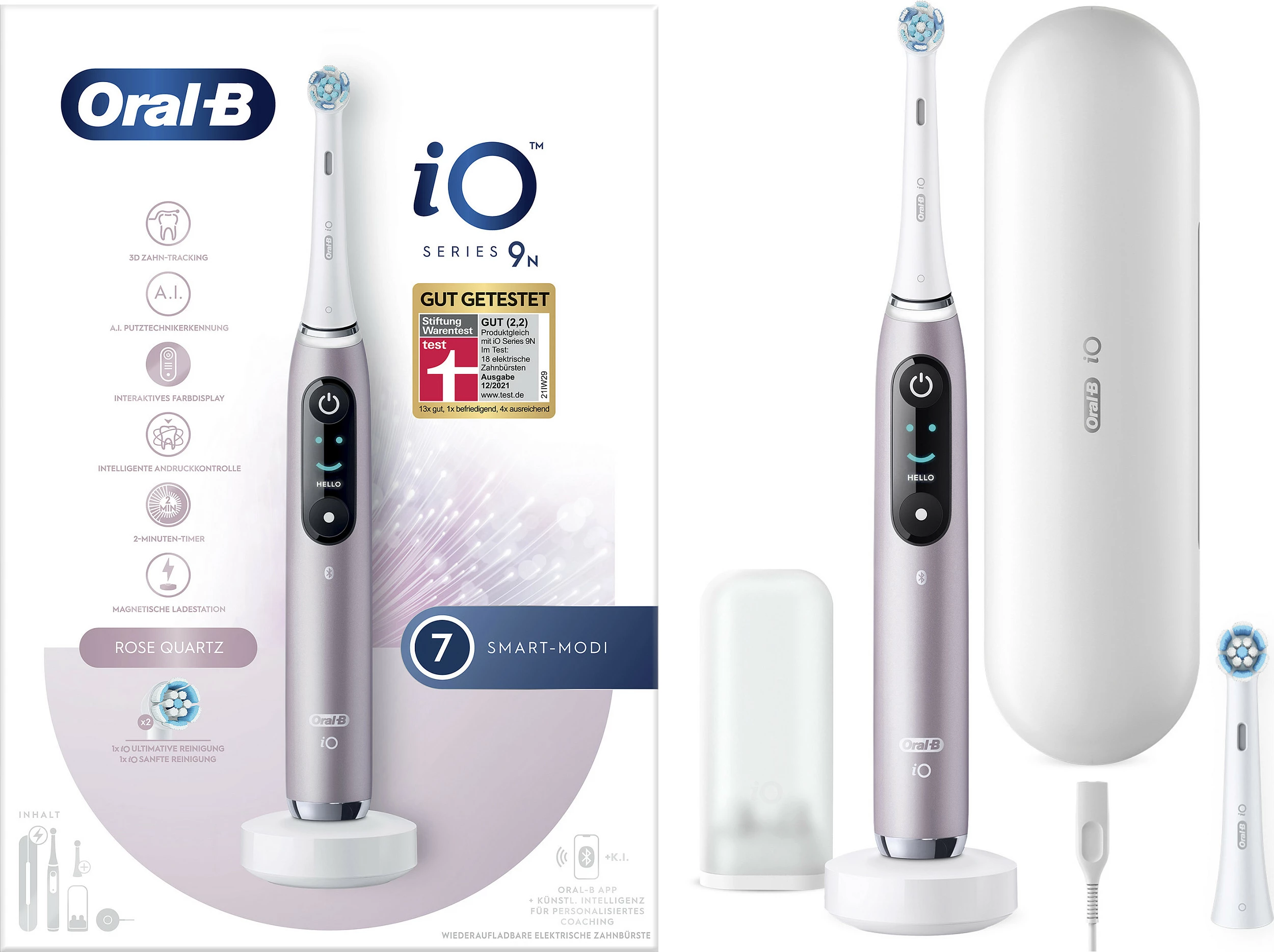 Furçë dhëmbësh elektrike Oral-B iO Series 9n, 6 mënyra, Bluetooth, me kuti udhëtimi, rozë