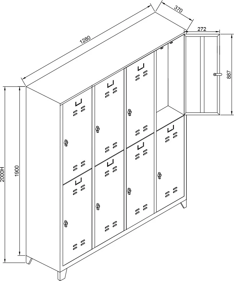 Dollap locker për depo, ngjyrë gri dhe e kuqe, Skye Decor, Js1030Kı