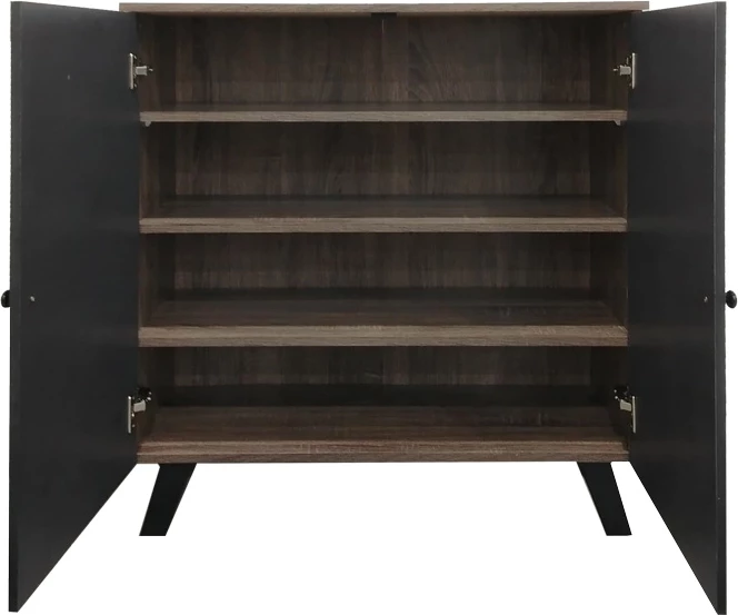 Dollap për këpucë Cathi, ngjyrë lis-antracit, 80x34x95cm