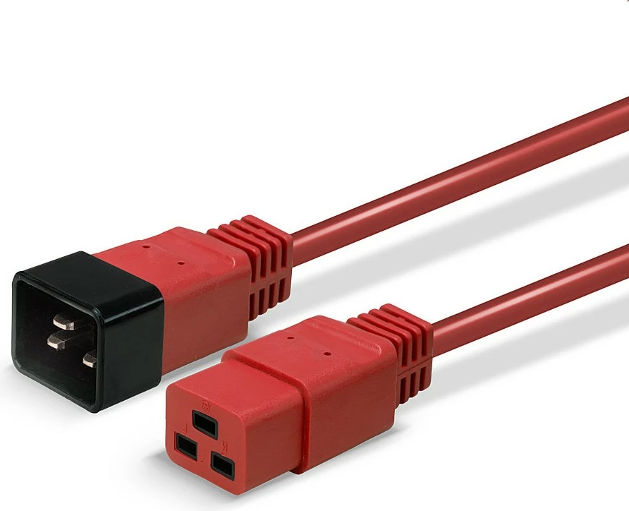 Kabllo zgjatues energjie LINDY IEC C19 në C20, 3m, e kuqe