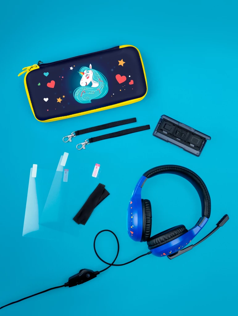 Paketë aksesorësh 6-në-1 për Nintendo Switch/Switch Lite Nacon Unicorn, blu