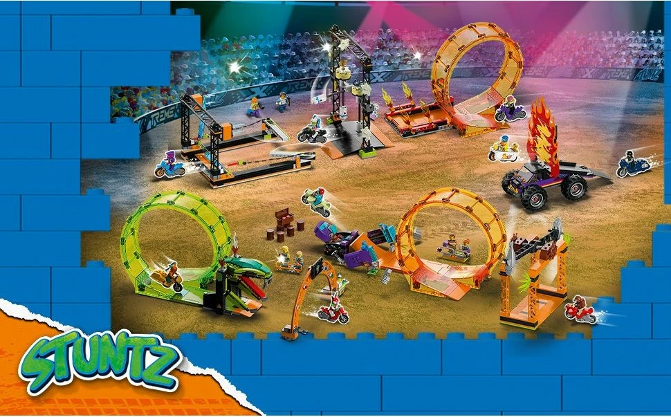 Set ndërtimi LEGO City The Knockdown Stunt Challenge, 117 pjesë, plastikë, shumëngjyrësh