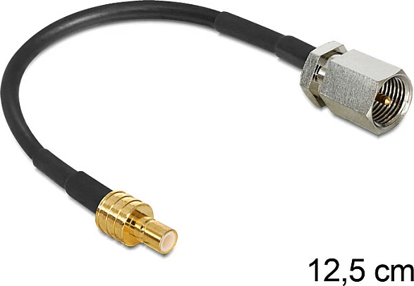 Kabllo adapter RF DeLOCK 88473, FME mashkull në SMB femër, 12.5 cm, e zezë dhe e artë