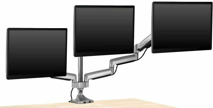 Mbajtëse tavoline për tre monitorë ICYBOX IB-MS505-TI, deri 32\", VESA 75x75/100x100, alumin, argjendtë/zezë