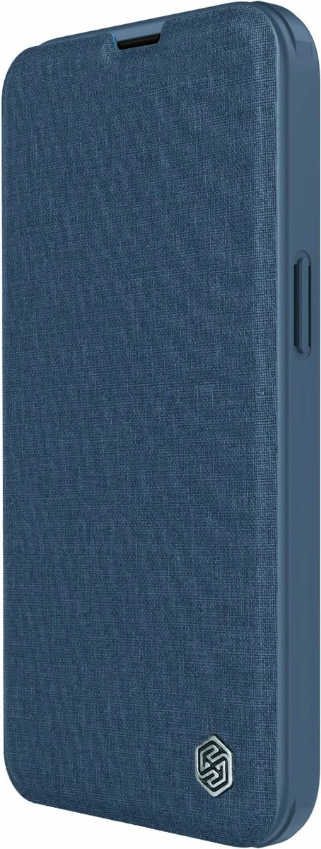 Mbështjellës Nillkin Qin Cloth Pro Case për iPhone 14 Plus, me kapak dhe mbulesë kamere, Blu