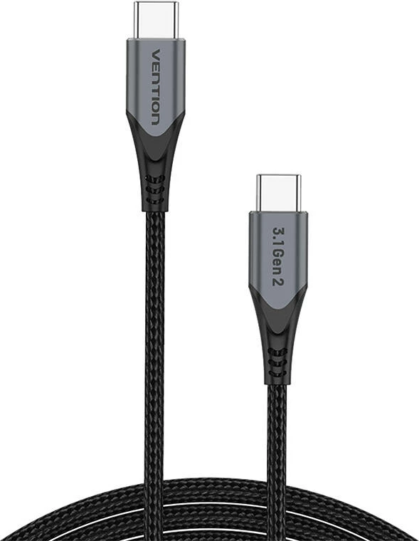 Kabllo USB-C në USB-C Vention TAHHF, 1m, 100W, USB 3.1 Gen2, Gri