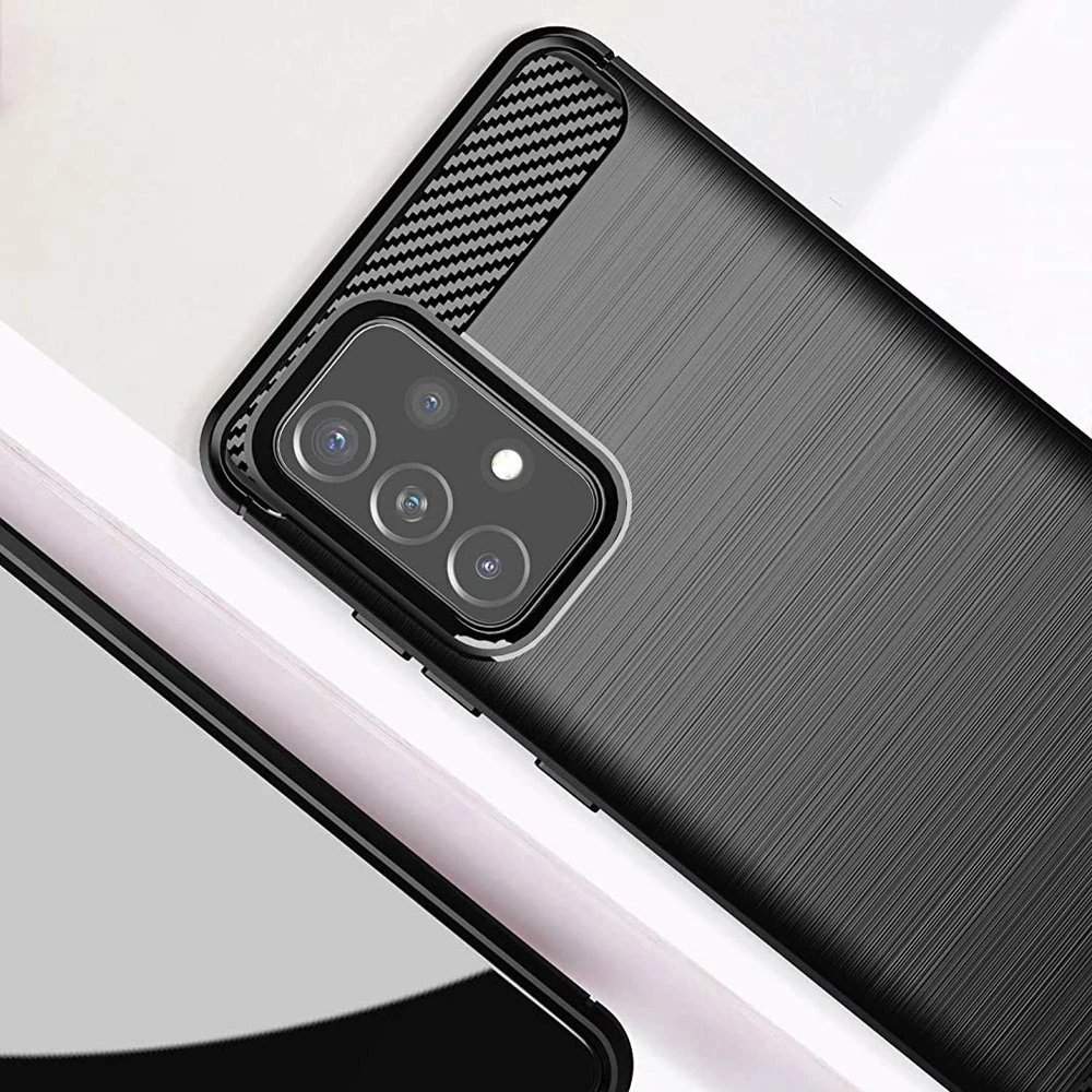 Mbështjellës Hurtel Carbon Case për Samsung Galaxy A72, TPU, i zi