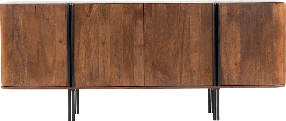 Bufe Terra Nova, 4 dyer, dru arre, mermer i bardhë, 180x40x76