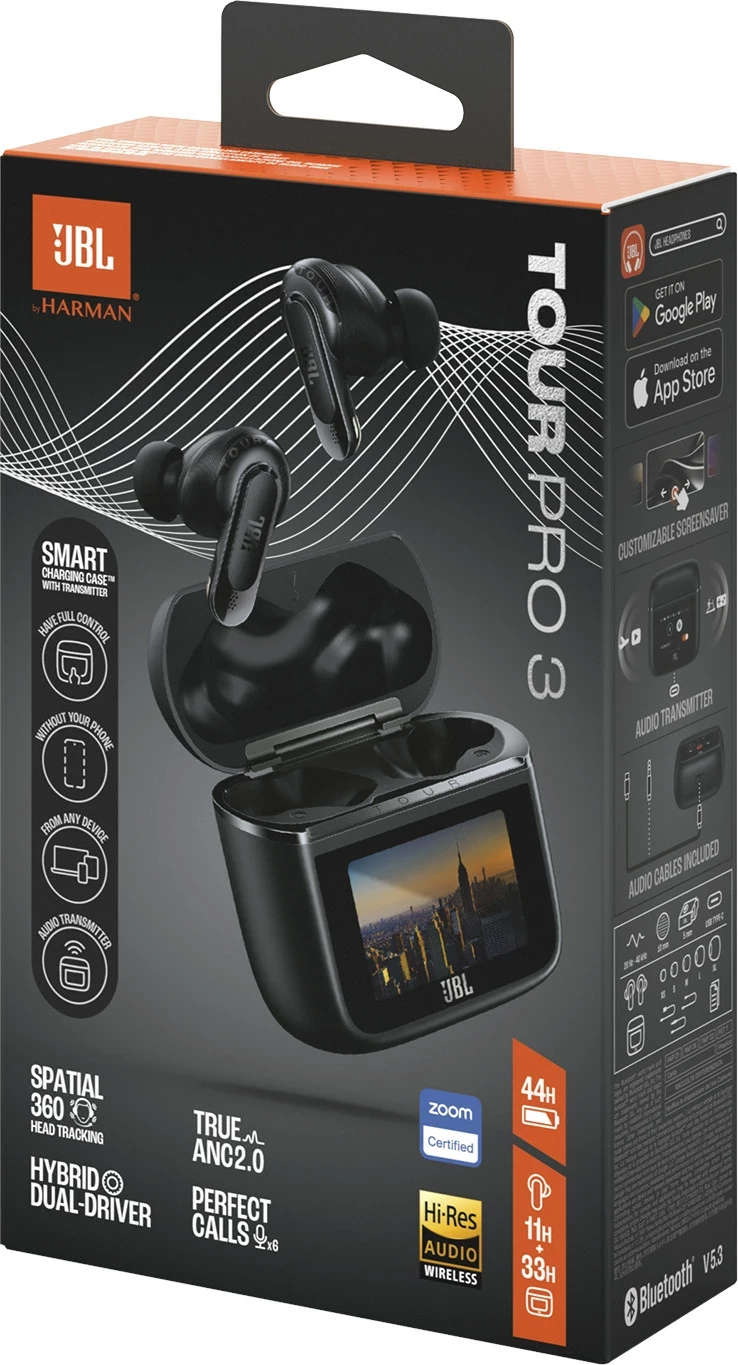 Kufje JBL Tour Pro 3 Bluetooth 5.3, ANC, IPX4, 8+24h, USB-C, zi, me kuti karikimi