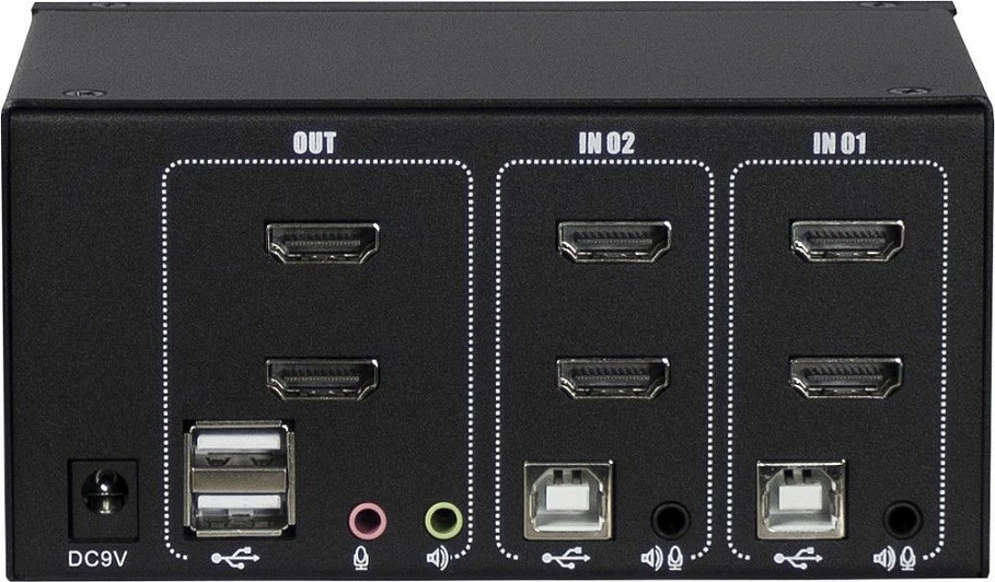 Switch KVM Inter-Tech Argus AS-22HA, HDMI, USB, për 2 kompjuterë, i zi