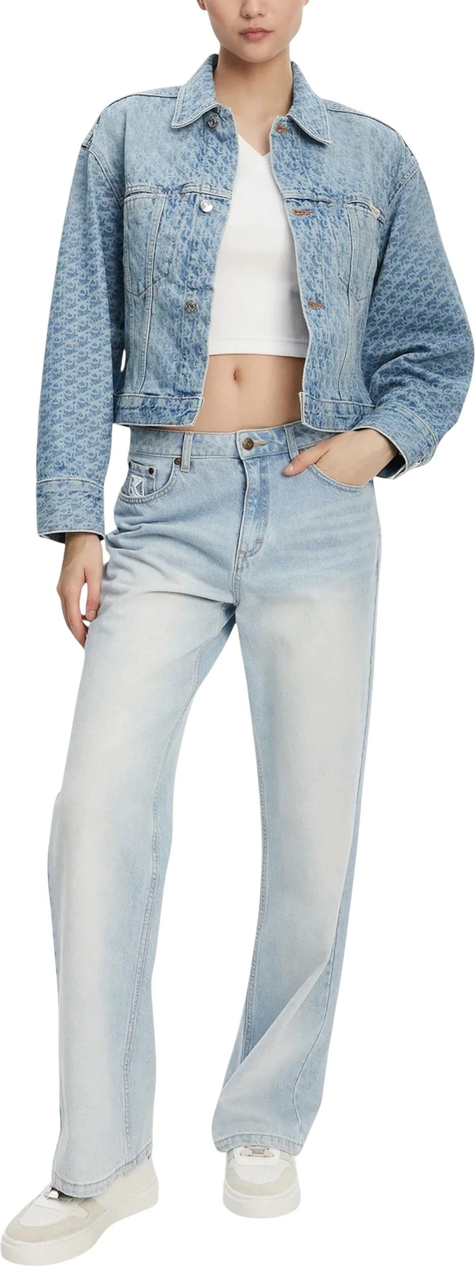 Jakne për femra Calvin Klein Jeans Cinched Trucker CK L LV047C782G, denim e çelët [Madhësia: M]