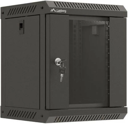 Kabinet RACK montim muri, Lanberg WF11-3306-10B, 10", 6U, 300x300 mm, derë xhami, IP20, ngjyrë e zezë