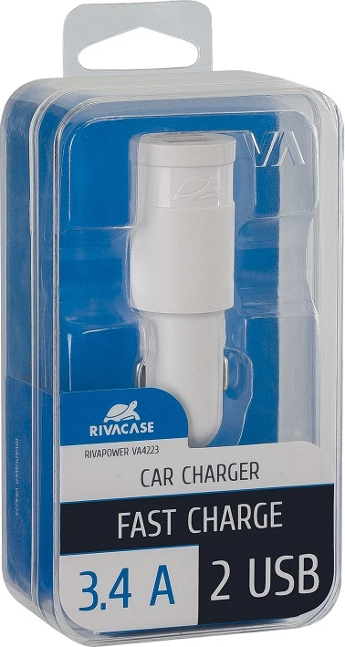 Karikues makine RIVACASE PS4223 17W 3.4A 2x USB, i bardhë, 1 copë