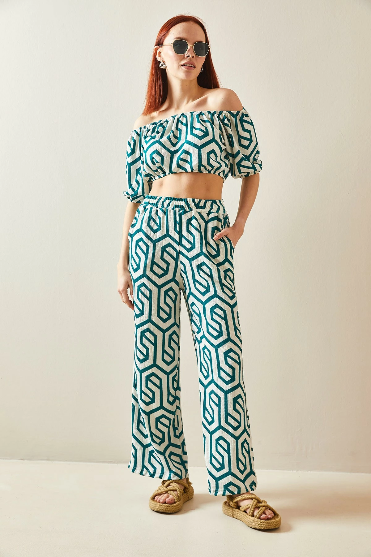 Set kimono me pantallona, jeshile, Jumeon, 5YXK8-48188
