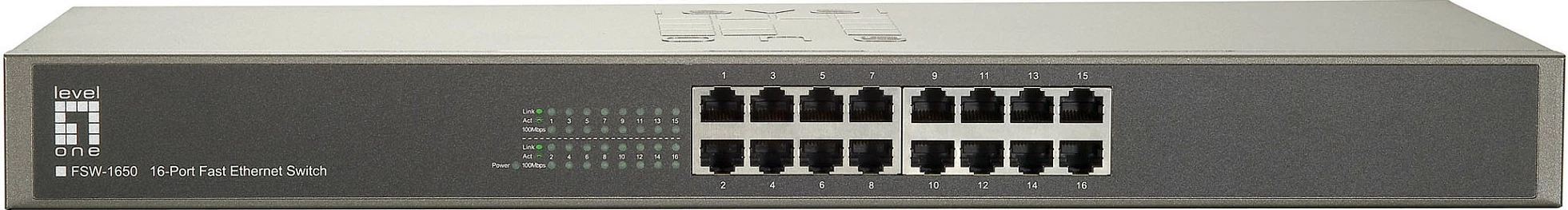 Switch LevelOne FSW-1650, 16 porta, Fast Ethernet, Rack mounting, Gri
