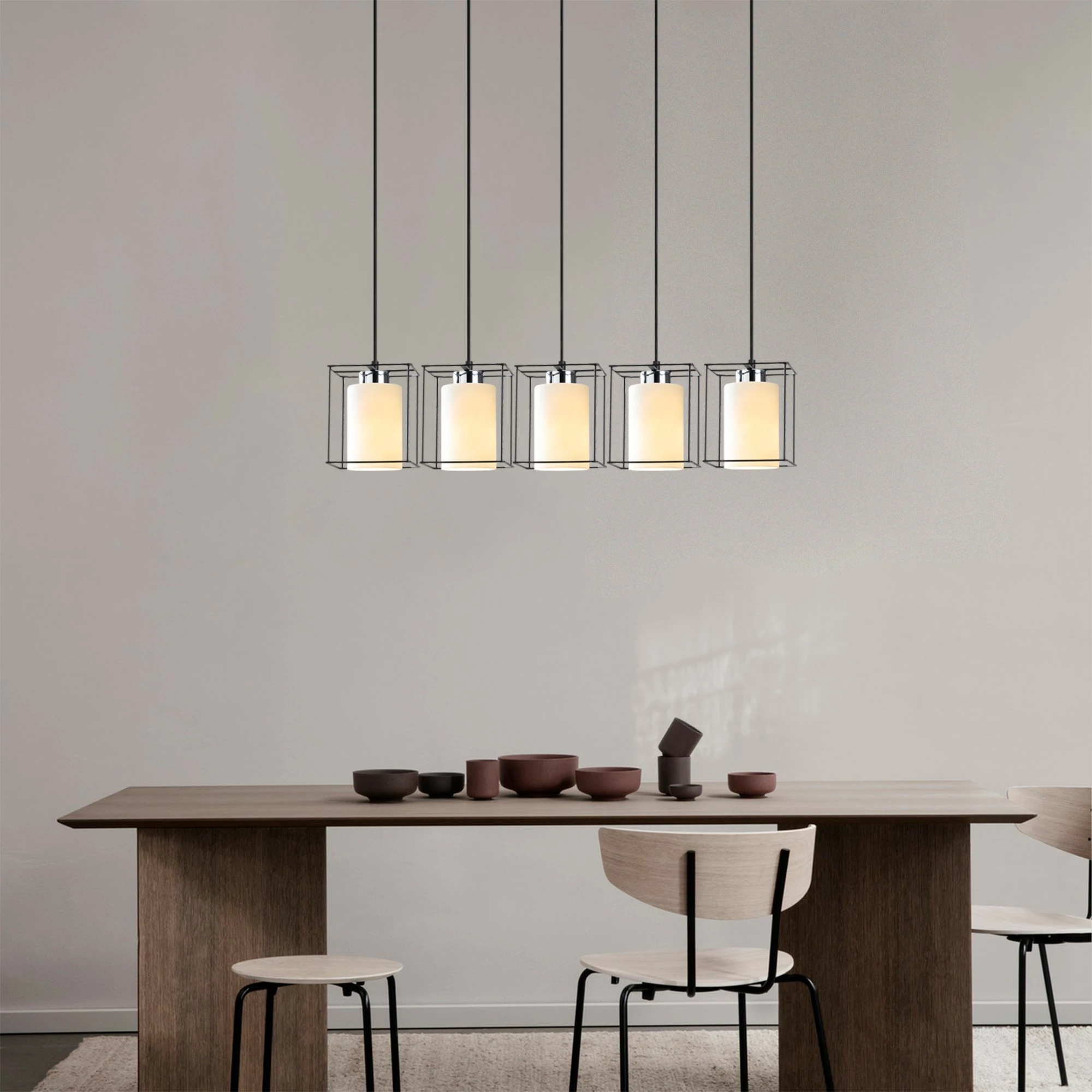 Llambadar Opviq Swank, i zi, 5 llampa, 85x113cm