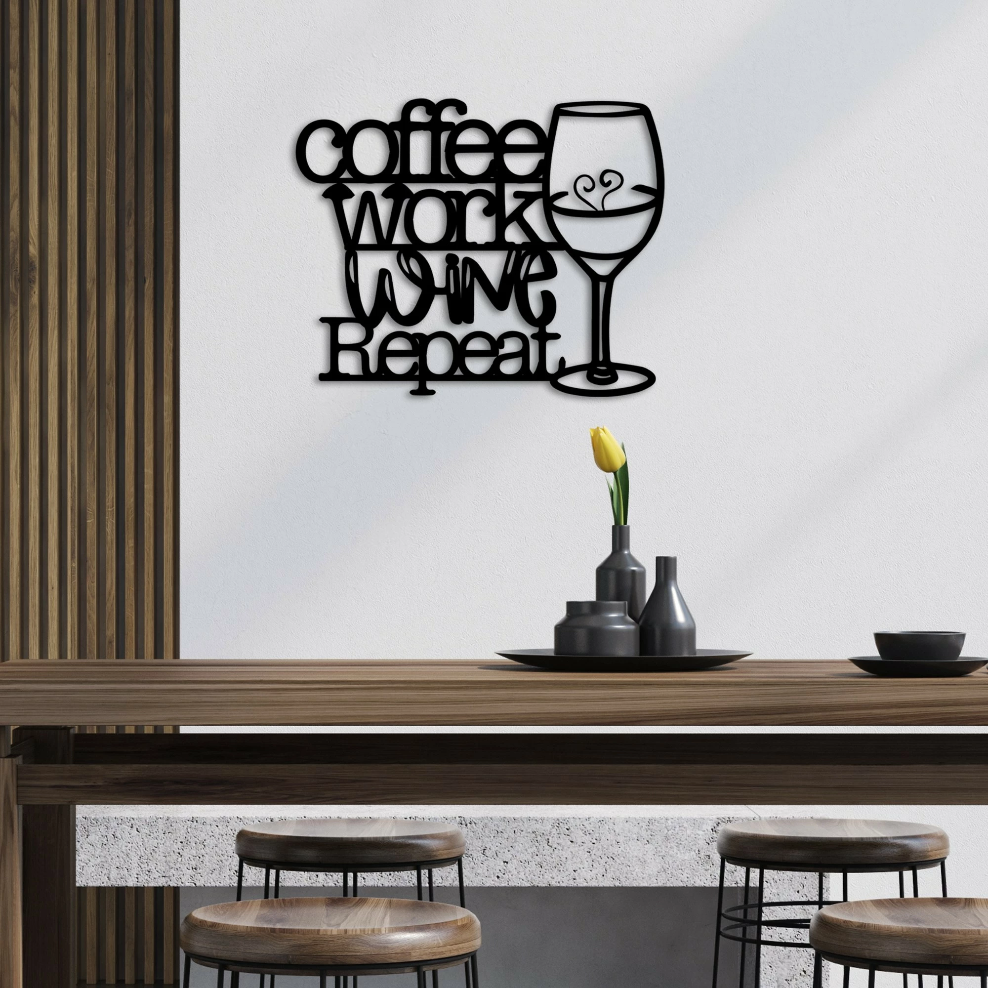 Aksesor dekorativ metalik për mur, Wallity, Coffee Repeat