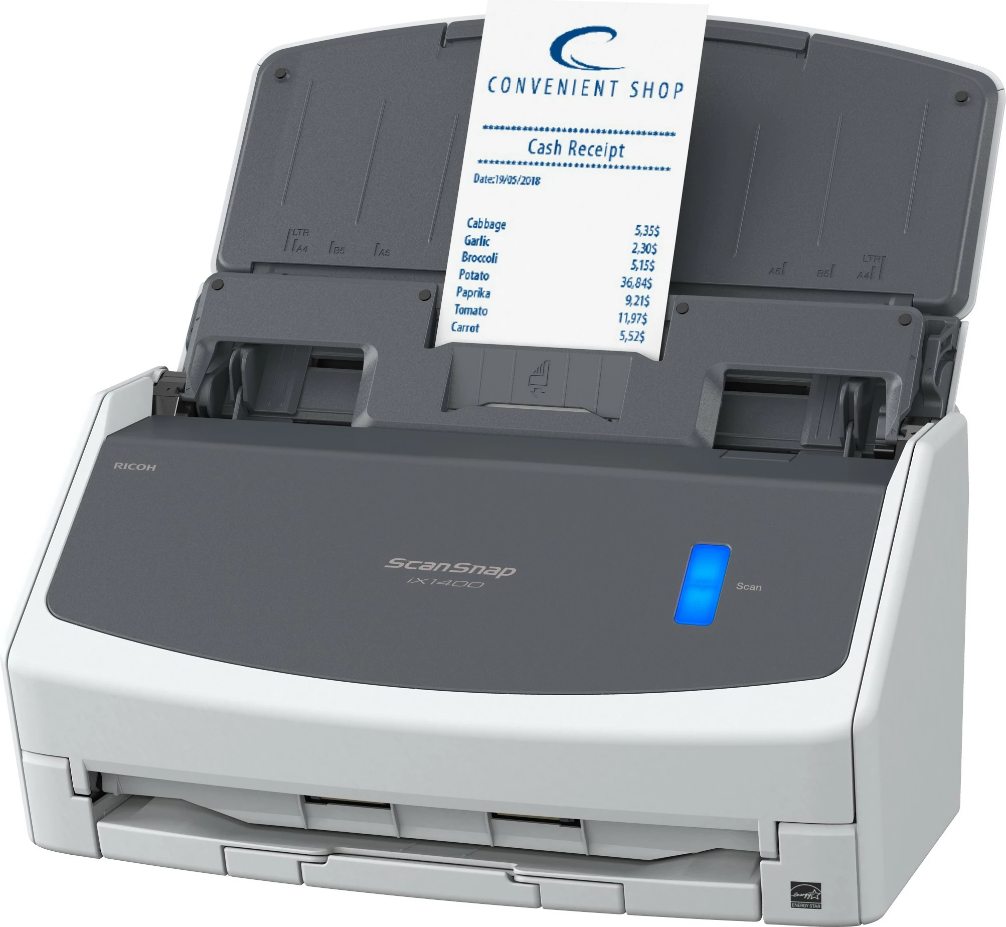 Skaner ADF Fujitsu Ricoh ScanSnap iX1400, 216 x 360 mm, 600 x 600 DPI, 40 ppm, i bardhë