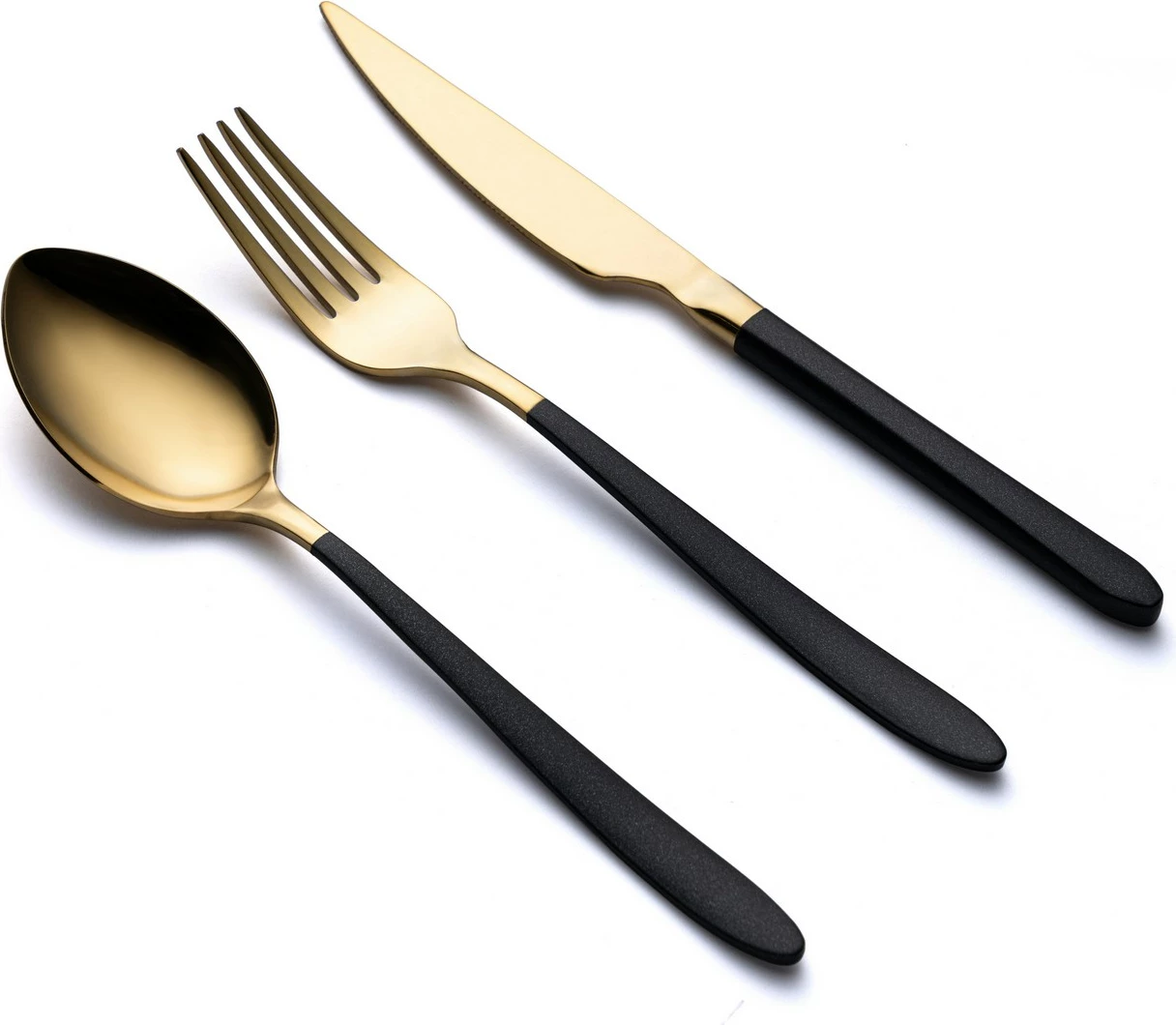 Set lugësh, pirunësh dhe thikash, 18 copë, ngjyrë ari dhe e zezë, EGE18GD-BL