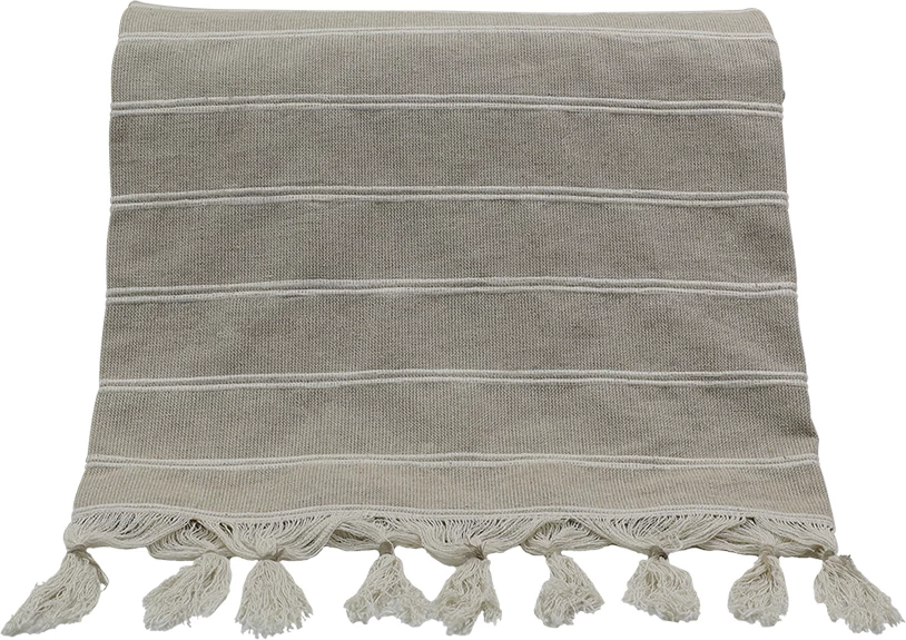 Batanije dekorative AMMOS 2, pambuk, bezhë-bardhë, 150x210cm