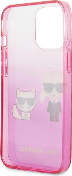 Mbështjellës Karl Lagerfeld KLHCP13LTGKCP për iPhone 13/13 Pro 6.1", Ikonik Karl & Choupette, Rozë